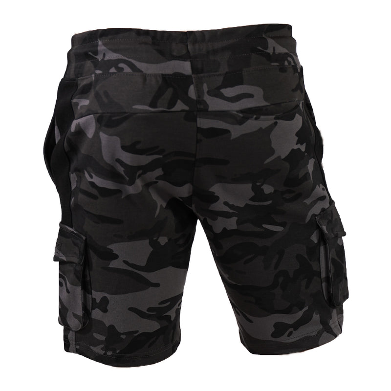 Black Camo Cargo Shorts (back view)
