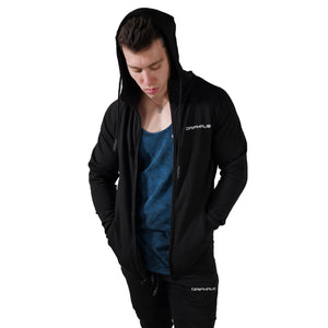 MEN'S ZIP ZIPPER HOODIE CURVED HEM