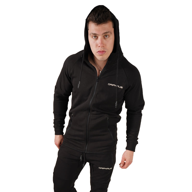 MEN'S ZIP ZIPPER HOODIE CURVED HEM