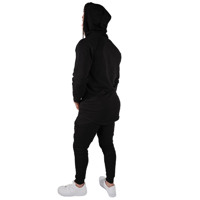 MEN'S ZIP ZIPPER HOODIE CURVED HEM