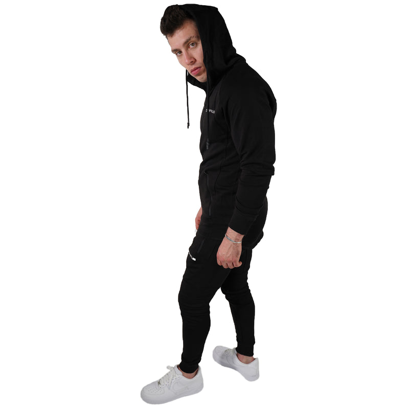 MEN'S ZIP ZIPPER HOODIE CURVED HEM