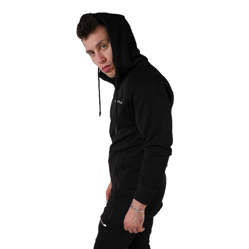 MEN'S ZIP ZIPPER HOODIE CURVED HEM