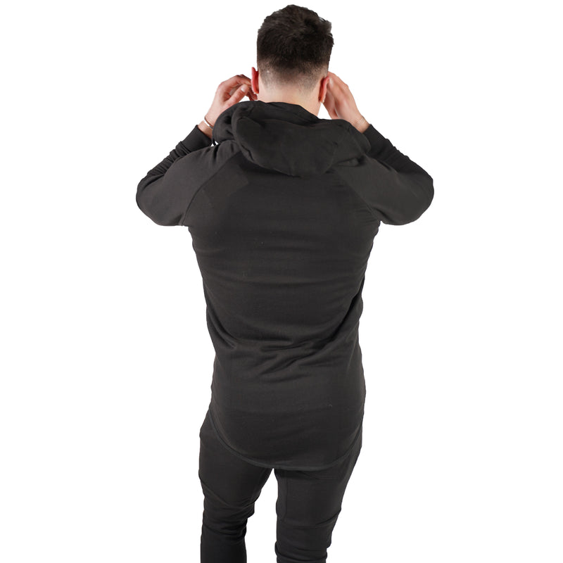 MEN'S ZIP ZIPPER HOODIE CURVED HEM