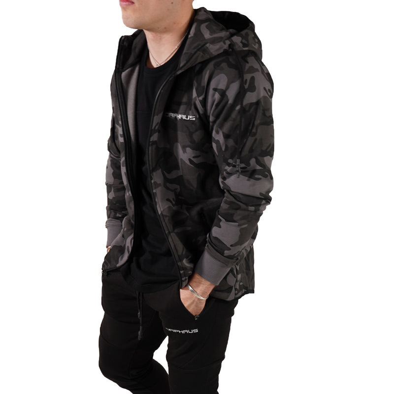 MEN'S ZIP ZIPPER HOODIE CURVED HEM