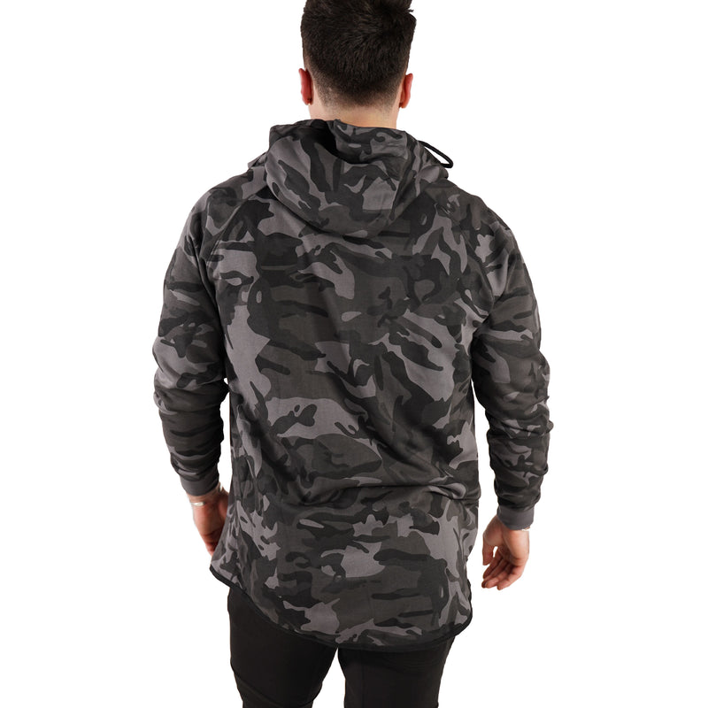 MEN'S ZIP ZIPPER HOODIE CURVED HEM