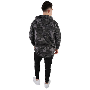 MEN'S ZIP ZIPPER HOODIE CURVED HEM