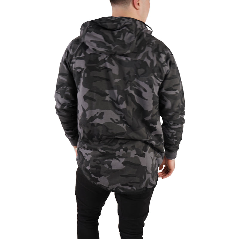 MEN'S ZIP ZIPPER HOODIE CURVED HEM