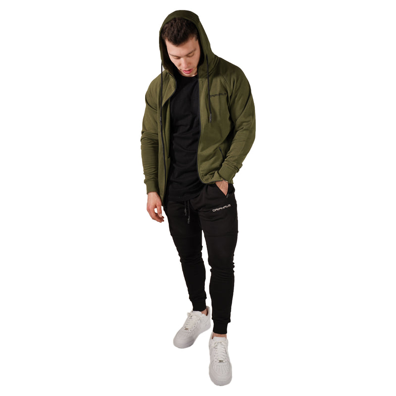 MEN'S ZIP ZIPPER HOODIE CURVED HEM