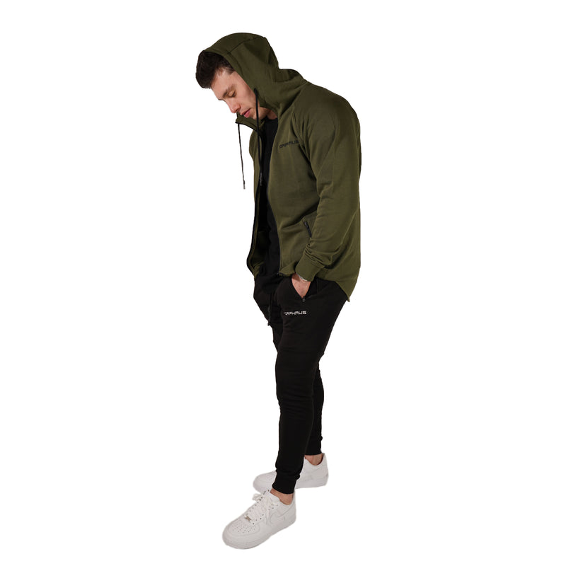 MEN'S ZIP ZIPPER HOODIE CURVED HEM