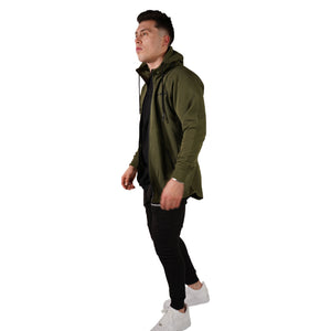 MEN'S ZIP ZIPPER HOODIE CURVED HEM