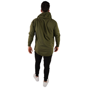 MEN'S ZIP ZIPPER HOODIE CURVED HEM