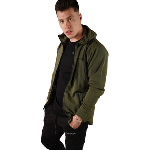 MEN'S ZIP ZIPPER HOODIE CURVED HEM